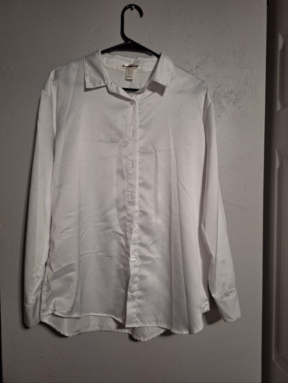 Charlotte Russe White Long-Sleeve Button Shirt for Women